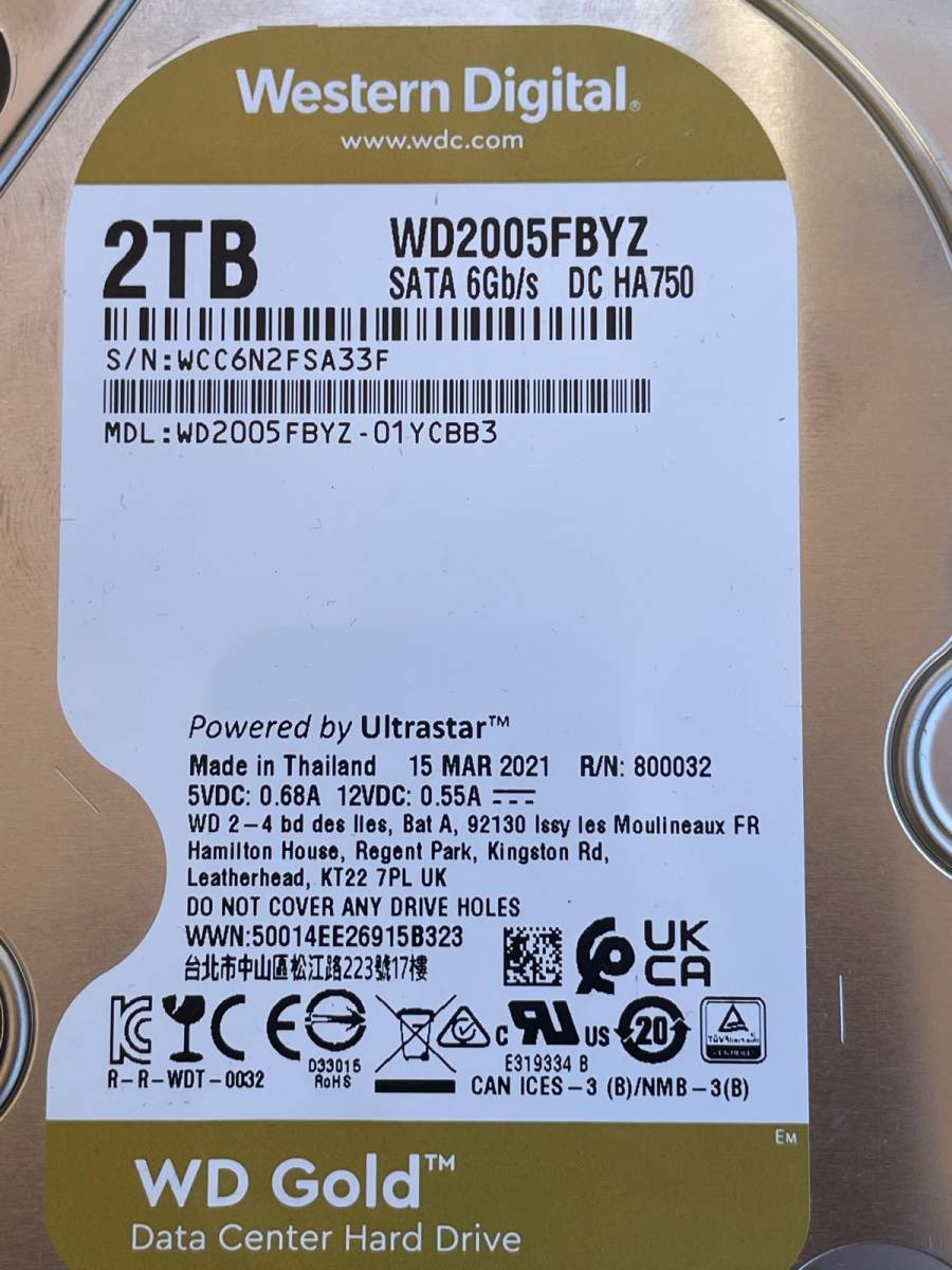 WD Gold WD2005FBYZ 2TB 3.5" HDD 100/100 7200rpm