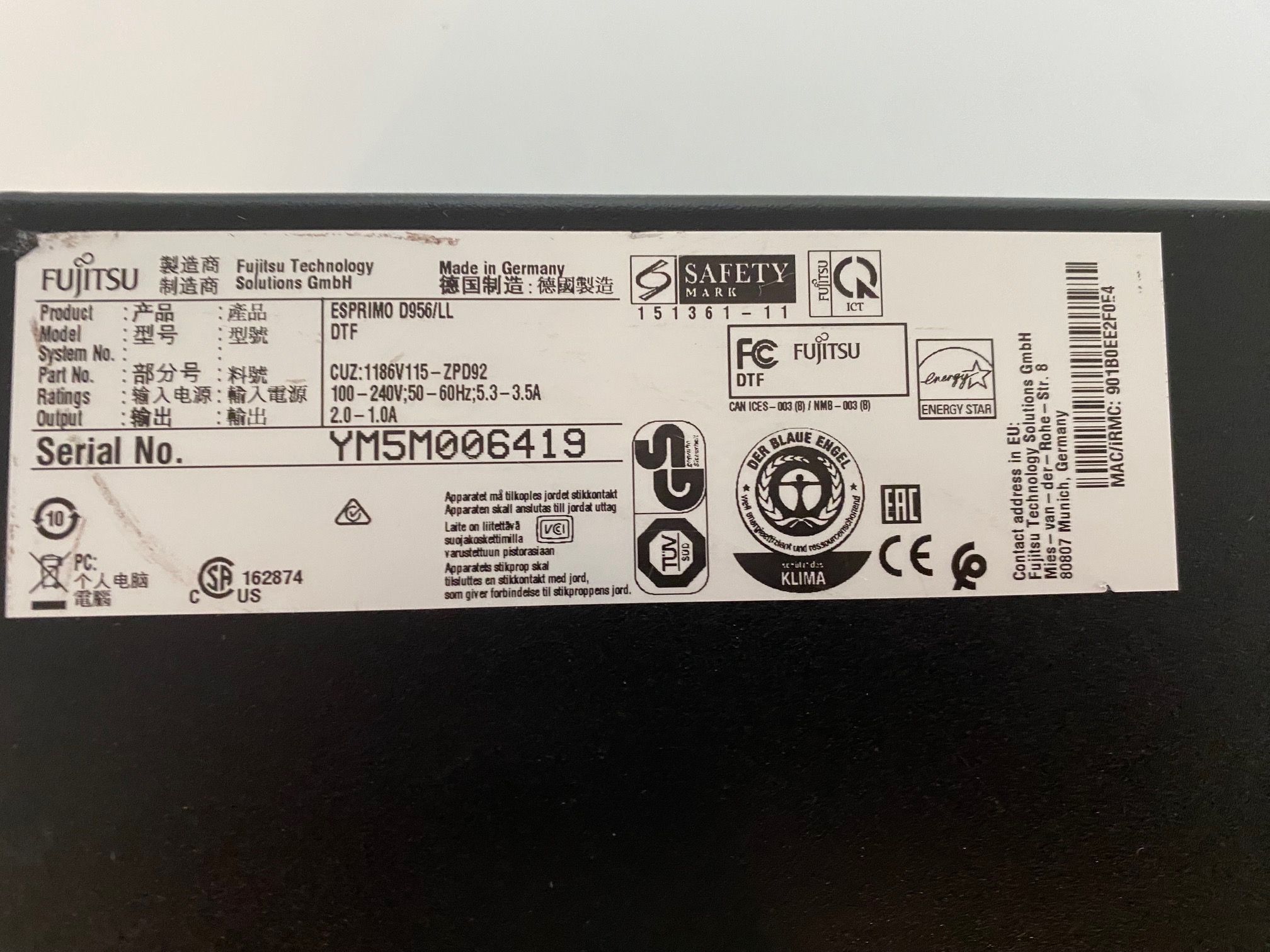 Fujitsu Esprimo D956 SFF