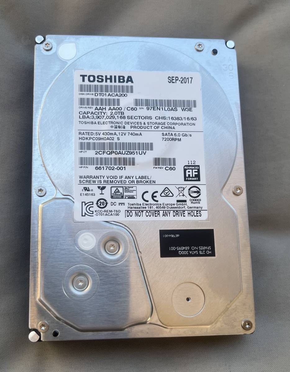 Toshiba DT01ACA200 2TB HDD 3.5" 100/100 7200rrpm