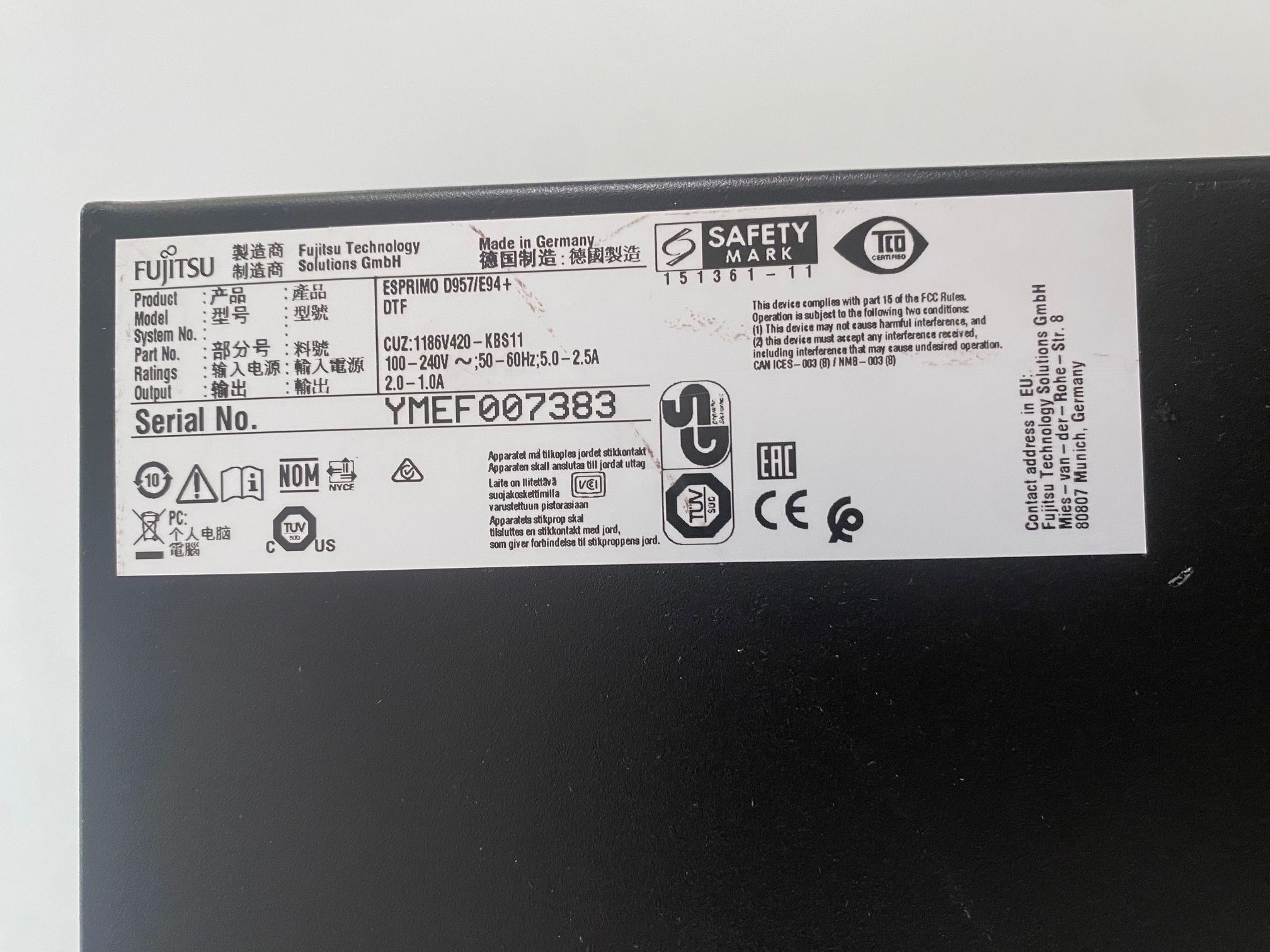 Fujitsu Esprimo D957 SFF számítógép