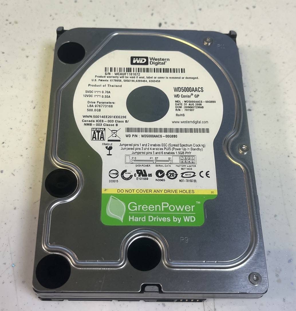WD WD5000AACS 500GB 3.5" HDD 100/100 7200rpm