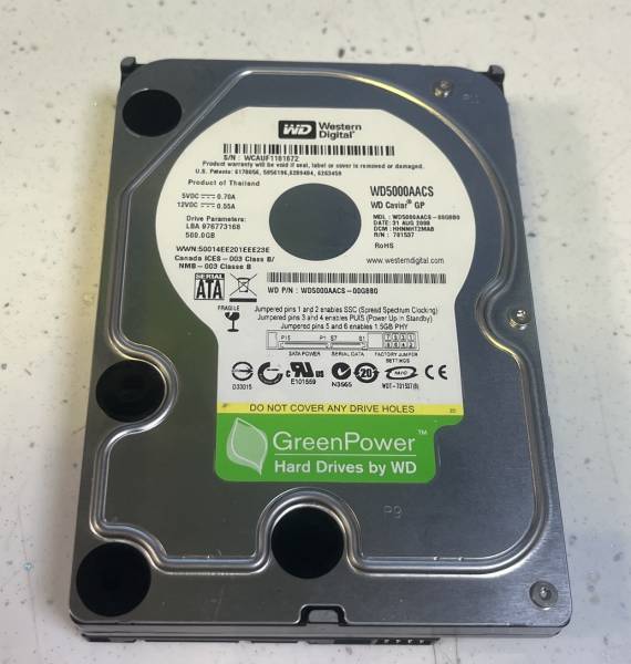 WD WD5000AACS 500GB 3.5" HDD 100/100 7200rpm